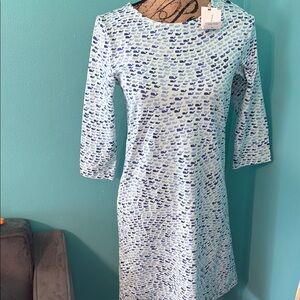 NWT Vineyard Vines Stretch Blue Patterned Logo Dress XL